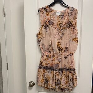 Misa Los Angeles Paisley Mini Dress in Pink and Gold